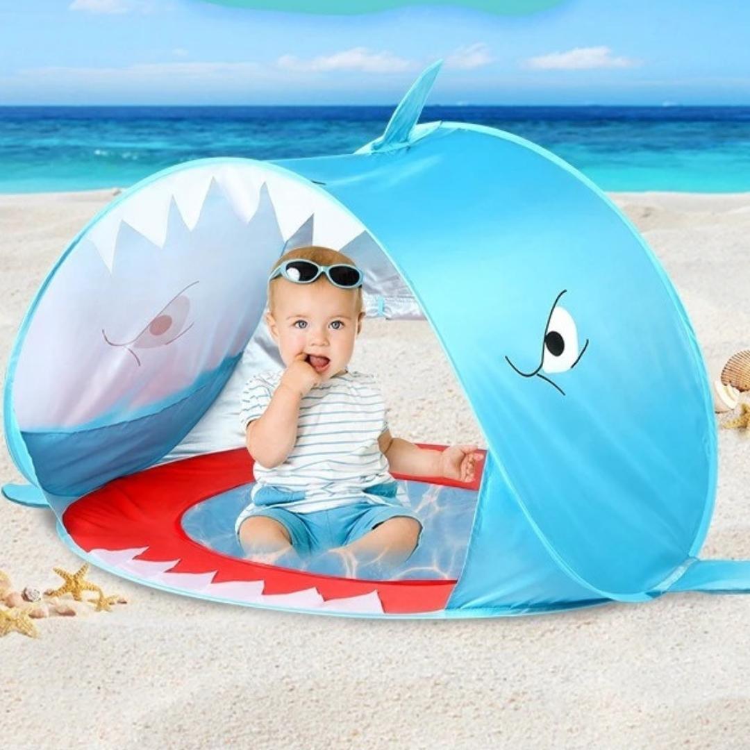 Barraca de Praia com Piscina Baby Shark™ - Proteção UV - Mãe Serena