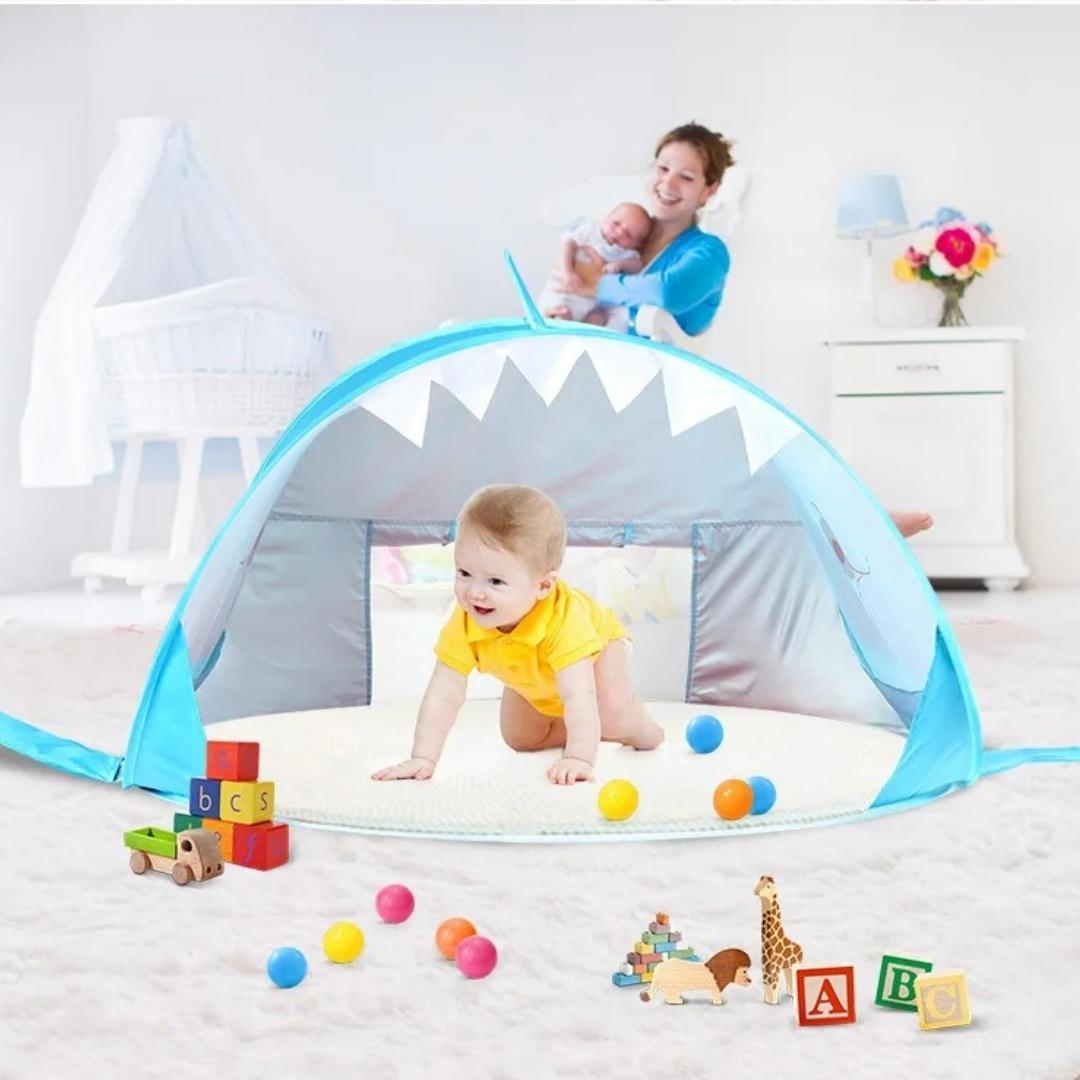 Barraca de Praia com Piscina Baby Shark™ - Proteção UV - Mãe Serena