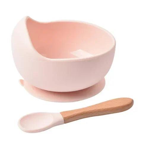 Bowl Silicone + Colher Bambu™ | 2 Peças - Mãe Serena