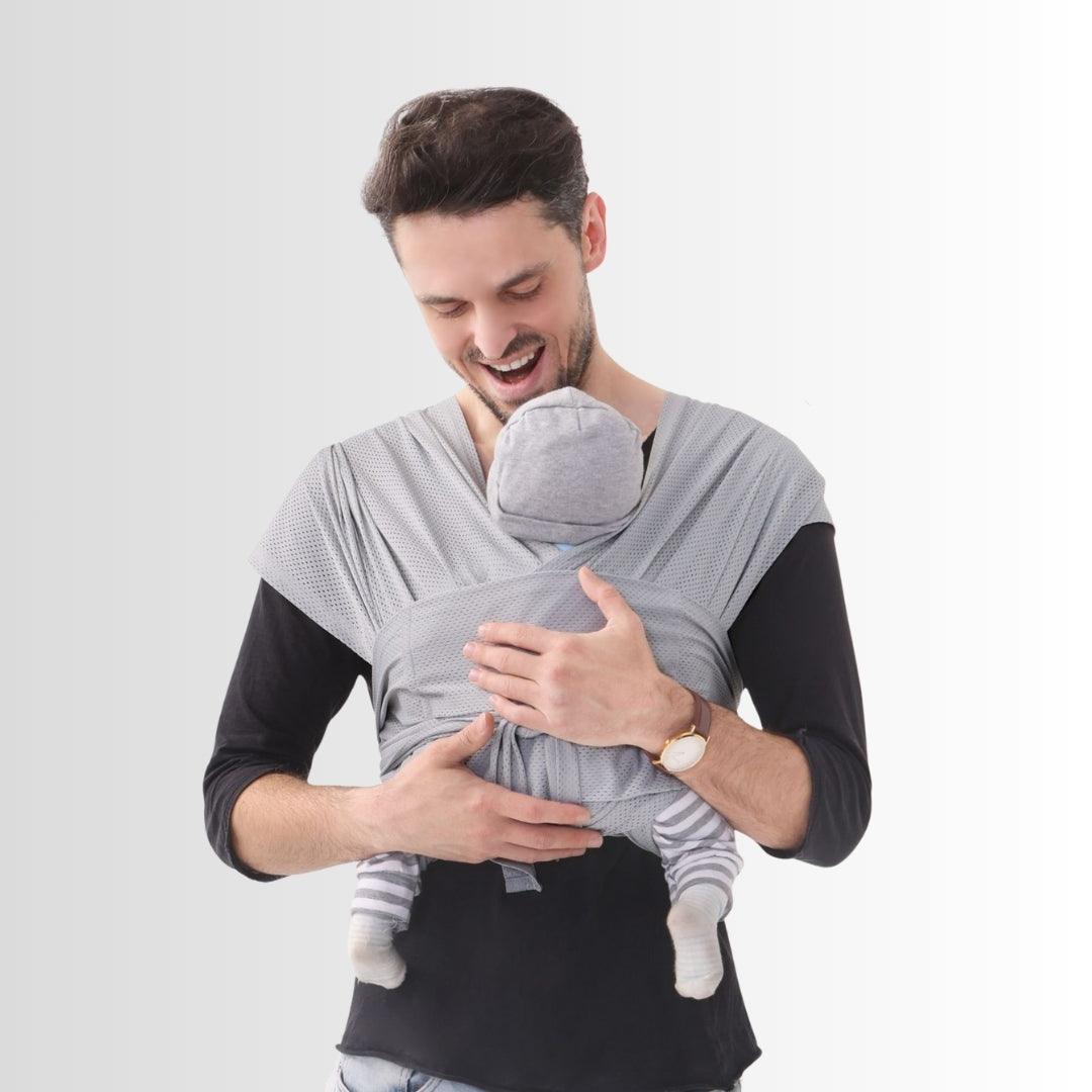 Sling para Bebê AirMesh™ c/ Regulagem - RN a 3 anos - Cinza Claro - Mãe Serena